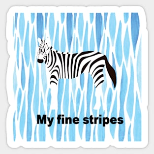 fine stripes,zebra,BLUE Sticker